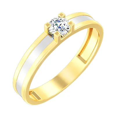 Золотое помолвочное кольцо с фианитом (арт. 141071ж)