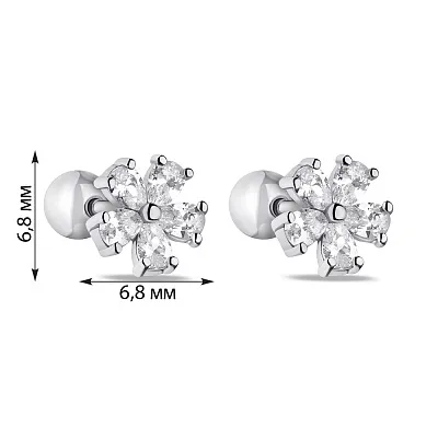 Сережки-пусети зі срібла Квітка з фіанітами (арт. 7518/6584)