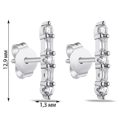 Срібні сережки-пусети з доріжкою з фіанітів (арт. 7518/6513)