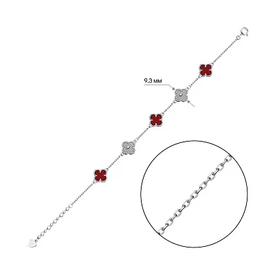 Срібний браслет з сердоліком і фіанітами (арт. 7509/4266/9Срд)