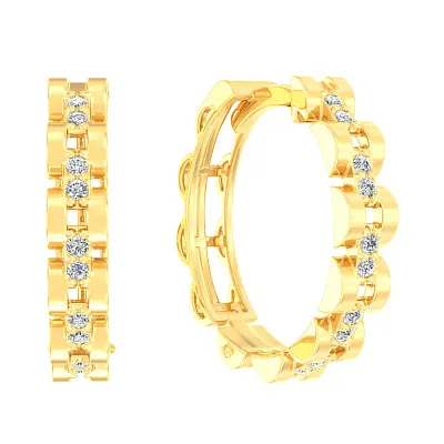Золотые серьги кольца с фианитами (арт. 111014ж)
