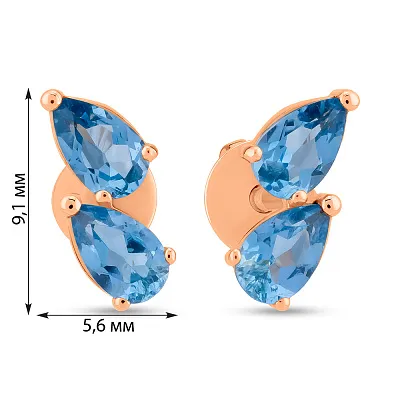 Золоті сережки з топазом (арт. 111234Птг)