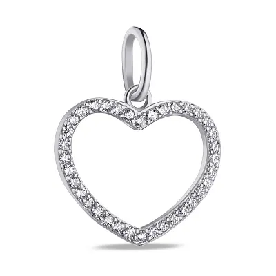 Срібний підвіс в формі серця з фіанітами (арт. 7503/П2Ф/3005)