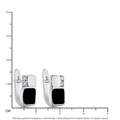 Серьги из серебра с ониксом и фианитами (арт. 7502/1770о)