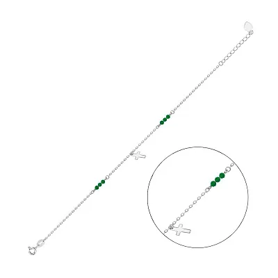 Серебряный браслет з крестиком и альпинитом (арт. 7509/2302аз)