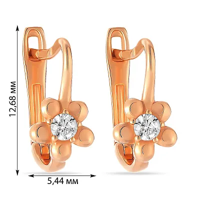 Золотые сережки «Цветы» для детей с фианитами (арт. 107358)