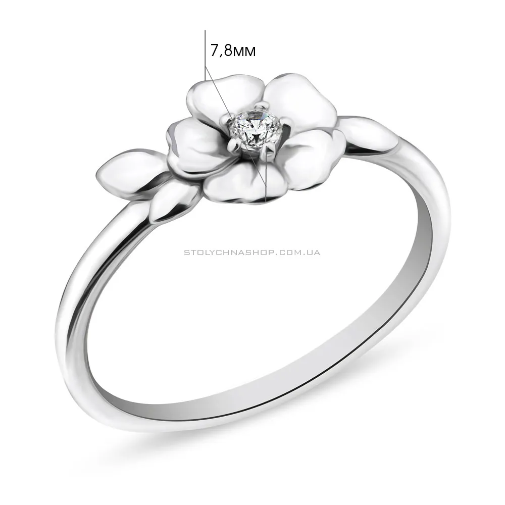 Серебряное кольцо "Цветок" с фианитом  (арт. 7501/3952)
