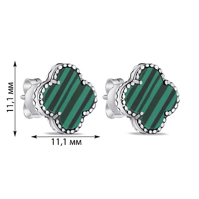 Сережки-пусети зі срібла з малахітом (арт. 7518/2638/10млх)