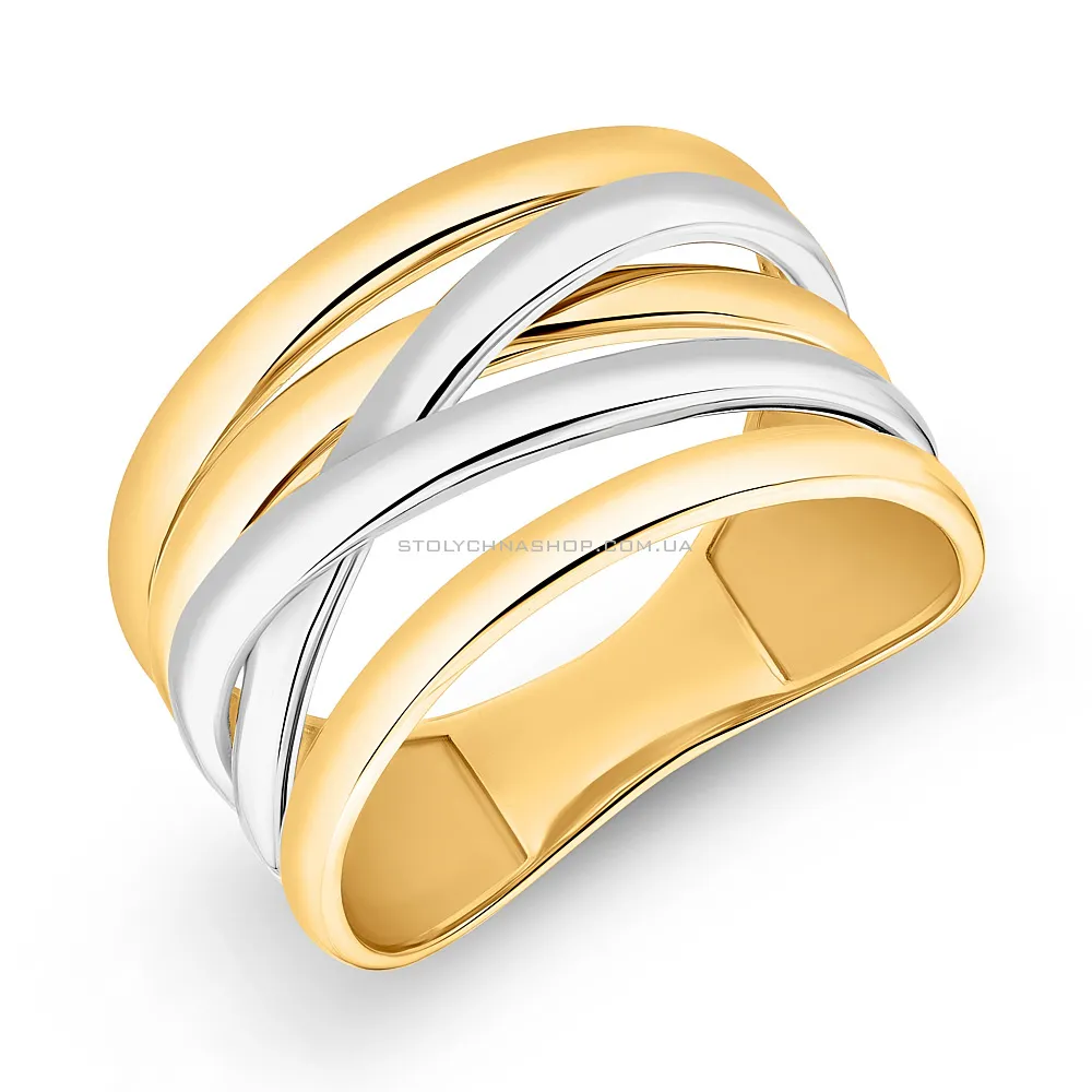 Кольцо из желтого и белого золота без камней (арт. 155352жб)