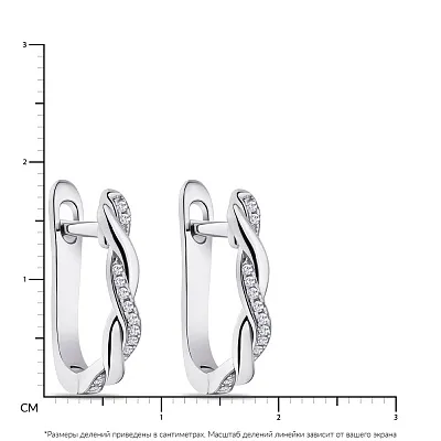 Сережки зі срібла "Переплетення" з фіанітами  (арт. 7502/4629)