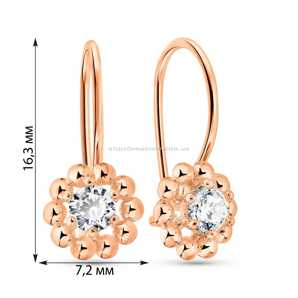 Дитячі сережки з золота з фіанітакми (арт. 109393) - 2 - цена