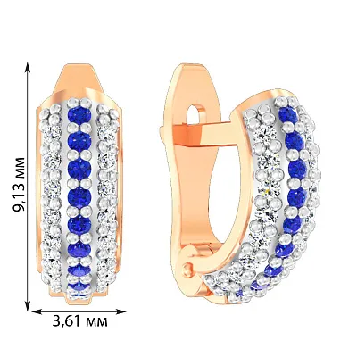 Золоті дитячі сережки з синіми фіанітами  (арт. 110317с)