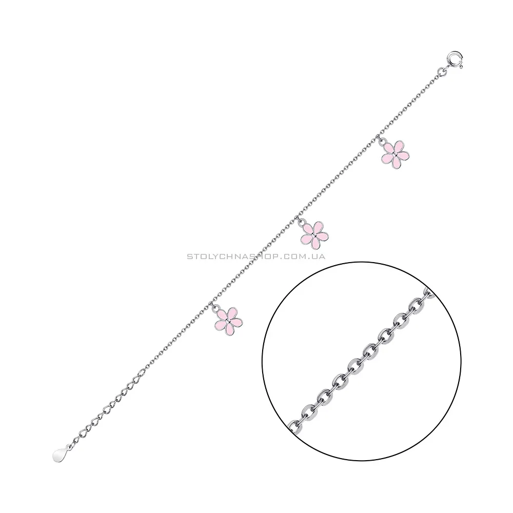 Срібний браслет з рожевою емаллю (арт. 7509/3241ер)