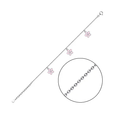 Срібний браслет з рожевою емаллю (арт. 7509/3241ер)