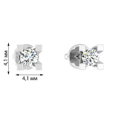 Сережки-цвяшки з білого золота з діамантами  (арт. Т011238020б)