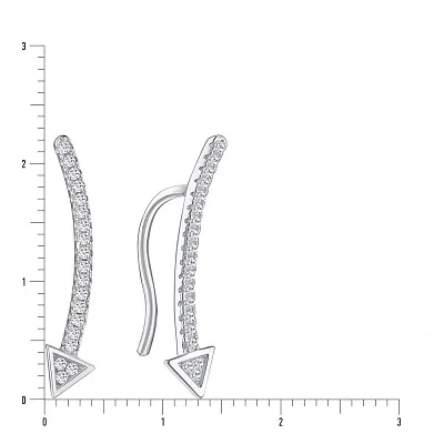 Срібні сережки-клаймбери з фіанітами (арт. 7502/3806)