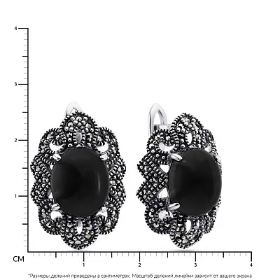 Срібні сережки з чорним оніксом  (арт. 7402/3751мрко)