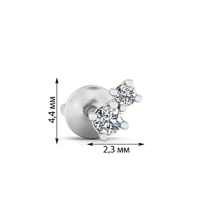 Одинарна сережка з білого золота з діамантами (арт. Т011712005бЯ)
