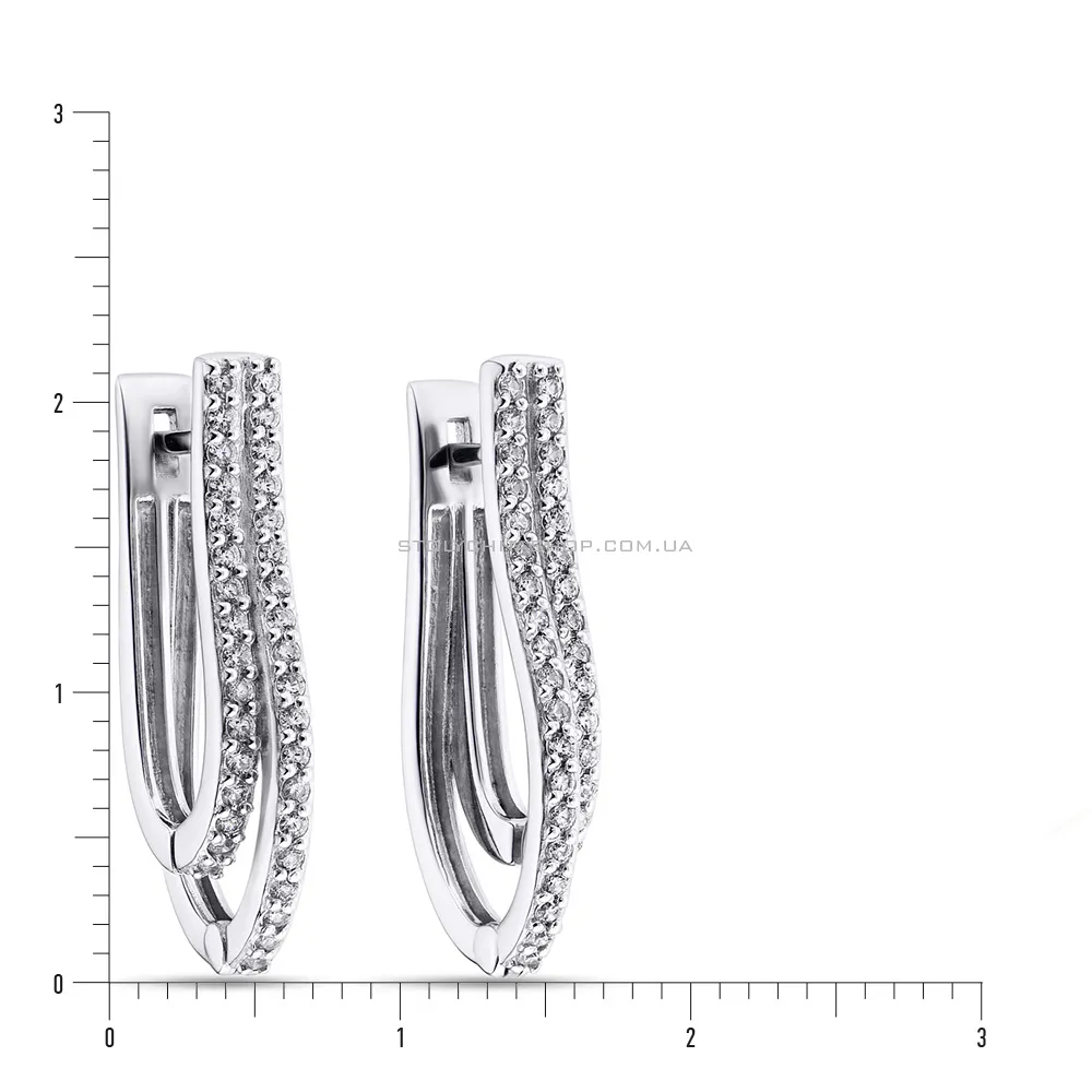 Срібні сережки з доріжками з фіанітів (арт. 7502/21008р)