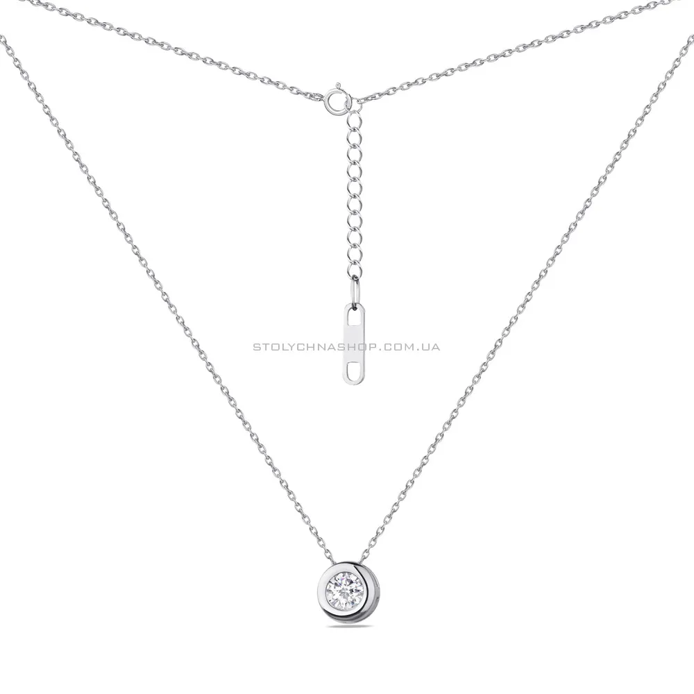 Колье серебряное с фианитом  (арт. 7507/548/6) - 2 - цена