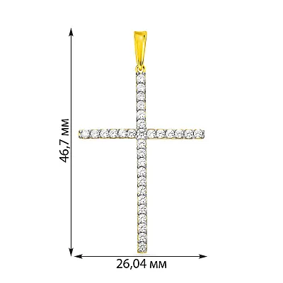 Золота підвіска-хрестик з фіанітами (арт. 440340ж)