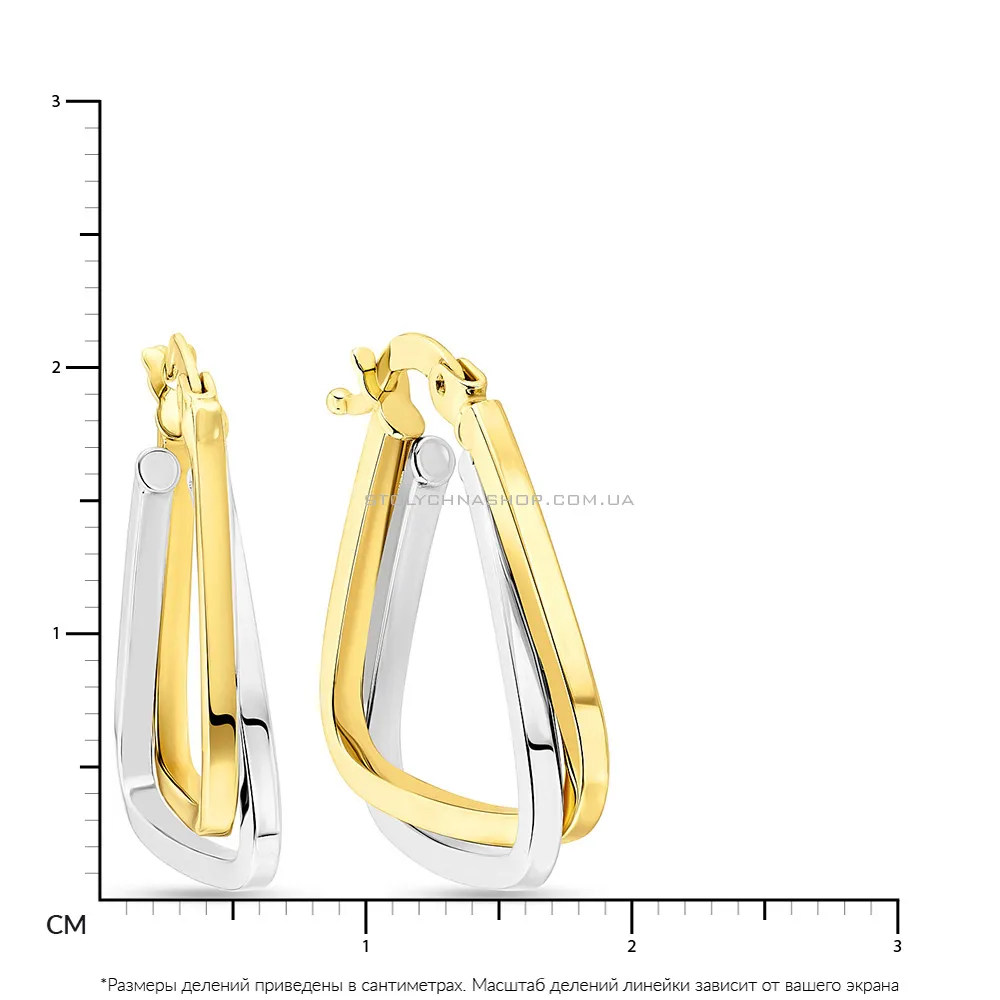 Золоті сережки в жовтому і білому кольорі металу (арт. 108691жб)