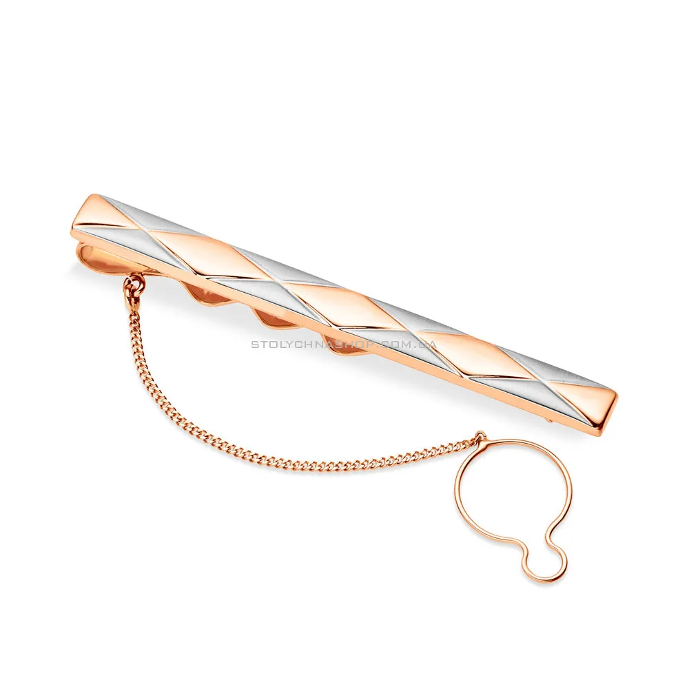Золотий затискач для краватки з родіюванням (арт. 200059р) - цена