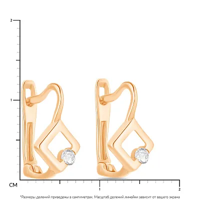Сережки з червоного золота з фіанітами (арт. 106564)
