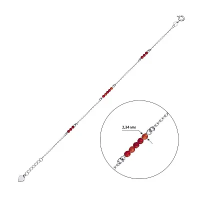 Серебряный женский браслет с ониксом (арт. 7509/1662ок)