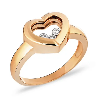 Золотое кольцо «Сердце» с фианитом  (арт. 150850)
