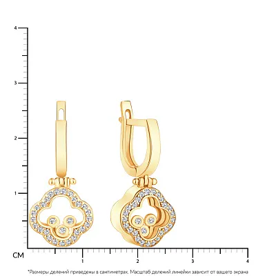 Золоті сережки-підвіски з фіанітами (арт. 104806ж)