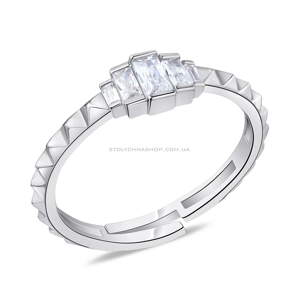 Незамкнутое кольцо из серебра с фианитами (арт. 7501/5936)