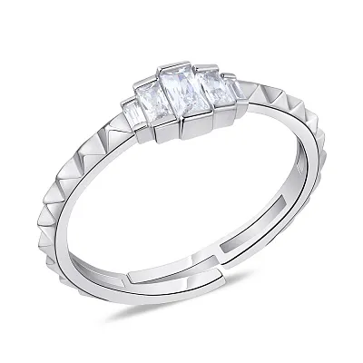 Незамкнутое кольцо из серебра с фианитами (арт. 7501/5936)