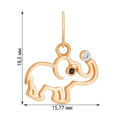 Кулон «Слоник» з червоного золота з фіанітами  (арт. 423846)