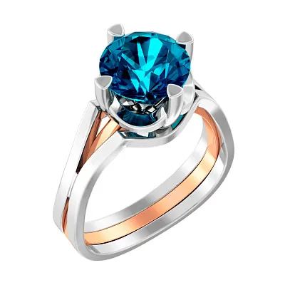 Золотое кольцо с топазом Blue Ocean  (арт. 140750Пбл)