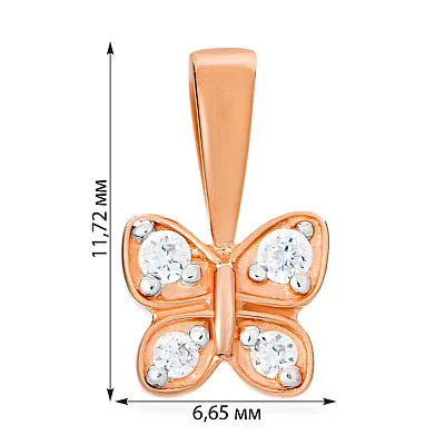 Золотая подвеска «Бабочка» с фианитами (арт. 440444)