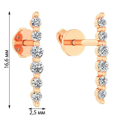 Золоті сережки-пусети з доріжкою з фіанітів (арт. 110857)