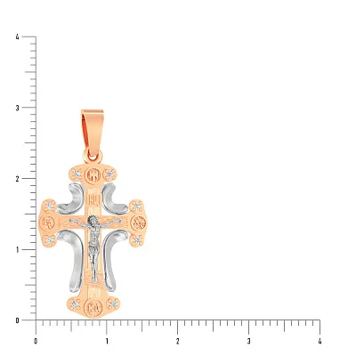 Золотий натільний хрестик з розп'яттям та фіанітами (арт. 501658)