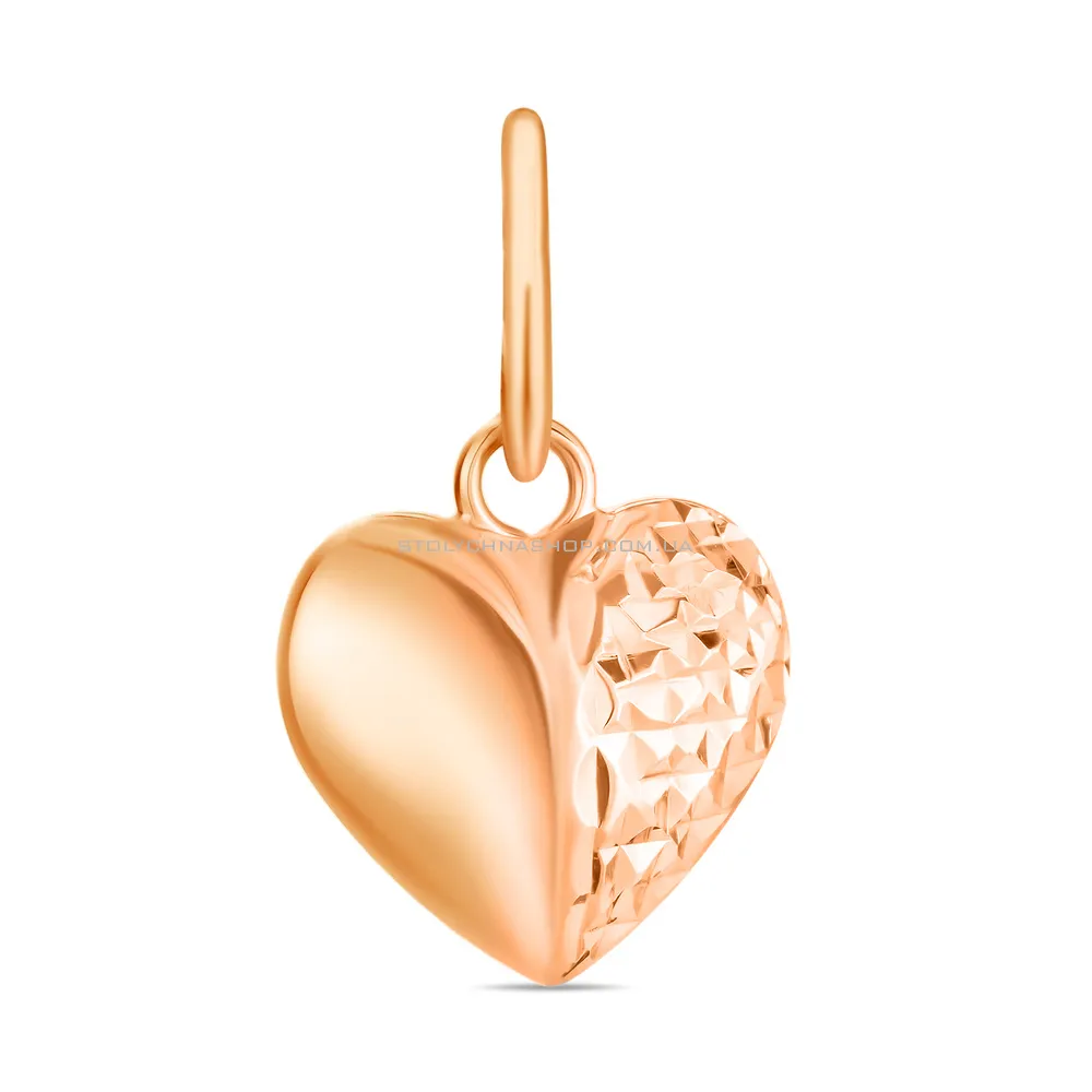 Підвіска «Серце» з червоного золота з алмазною гранню (арт. 424106)