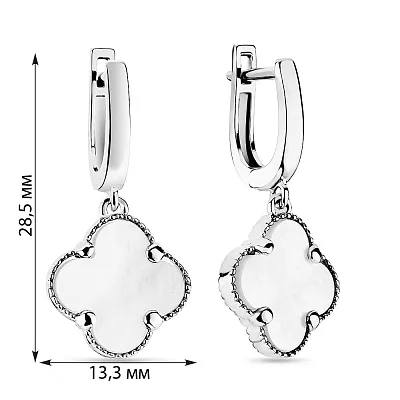 Сережки-підвіски з білого золота з перламутром (арт. 105693/15бп)