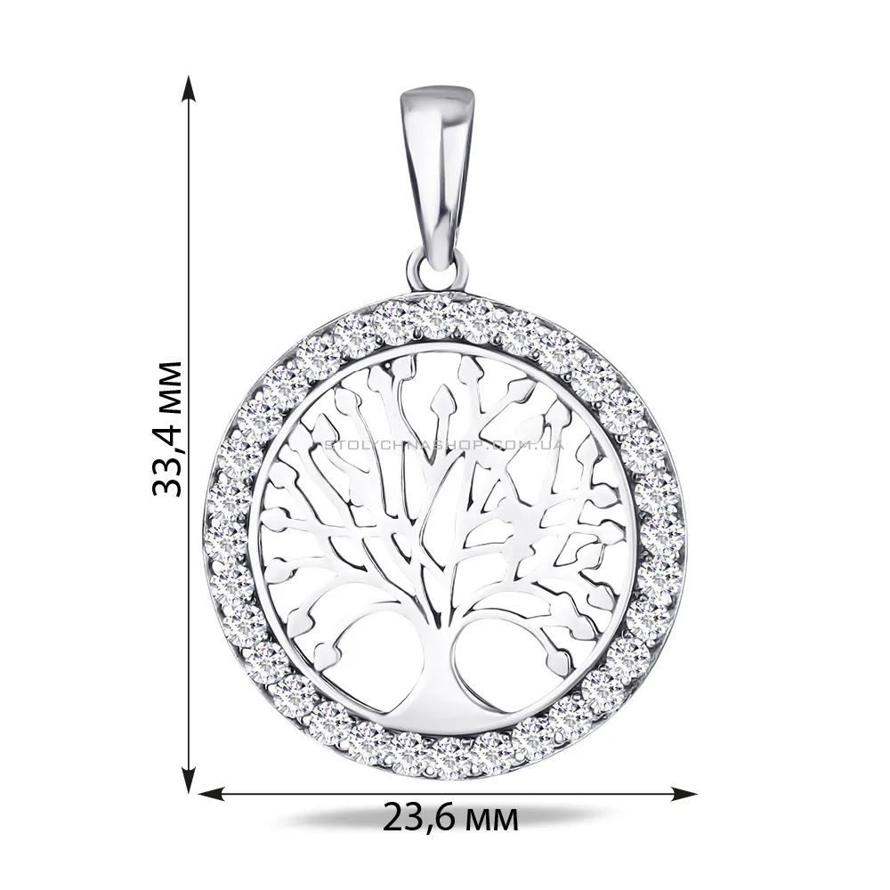 Срібна підвіска «Дерево життя» з фіанітами (арт. 7903/38-137-ч) - 2 - цена