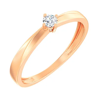 Помолвочное кольцо из красного золота с бриллиантом (арт. К011091010)