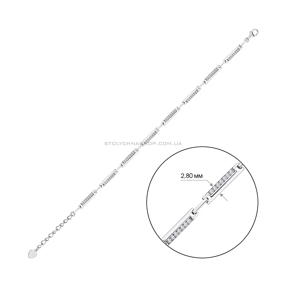 Браслет серебряный с фианитами  (арт. 7509/3554) - 2 - цена