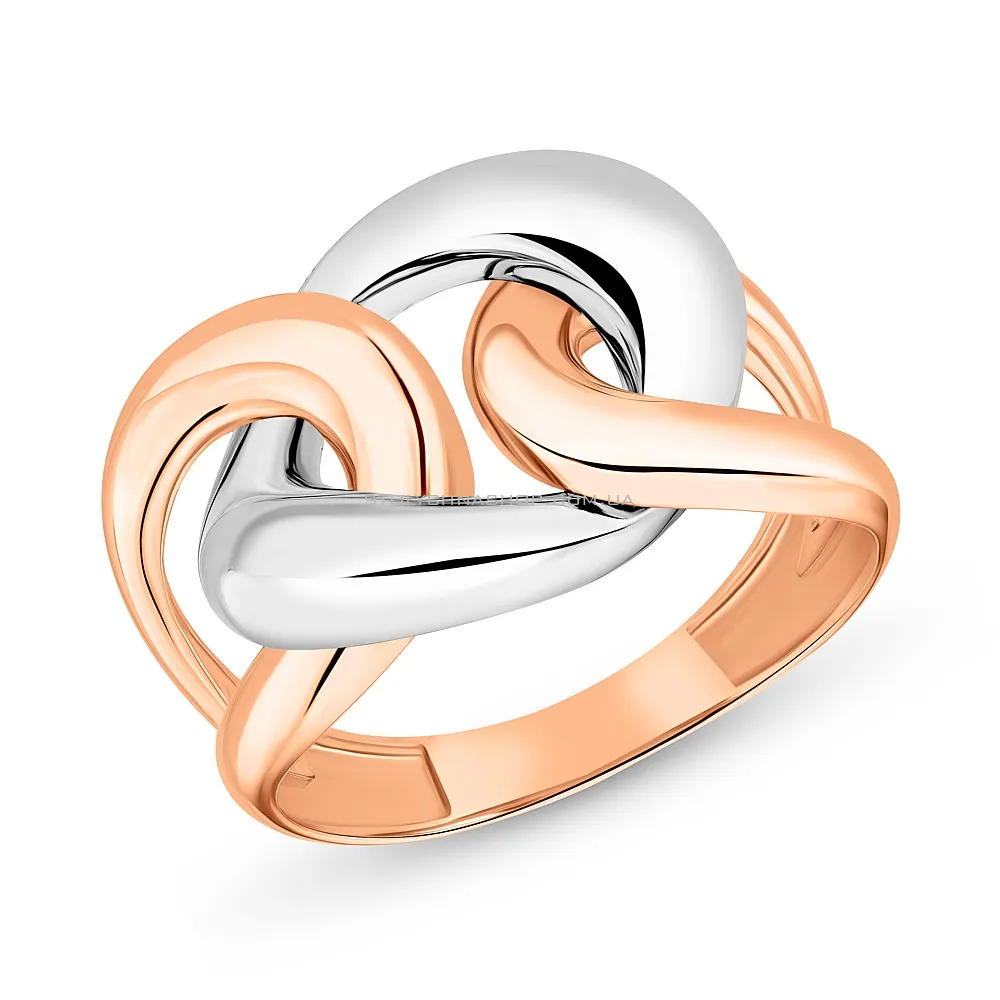 Золотое широкое "Звенья"  кольцо в комбинированном цвете металла (арт. 155349кб) - цена
