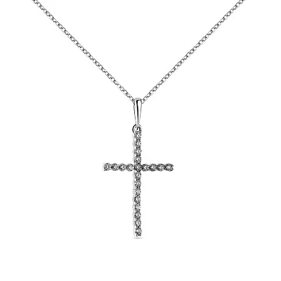 Колье из белого золота «Крестик» с бриллиантами (арт. Ц341190020б)