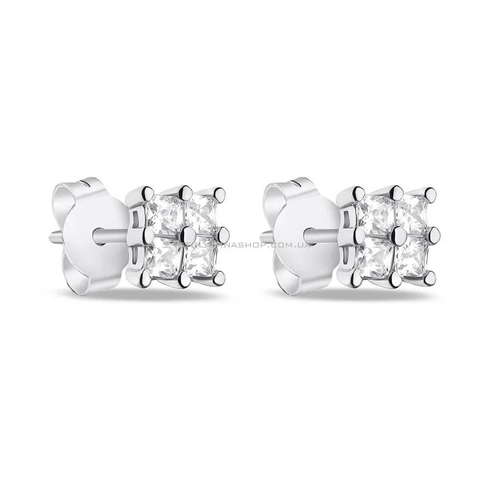 Срібні сережки-пусети з фіанітами (арт. 7518/6517) - цена