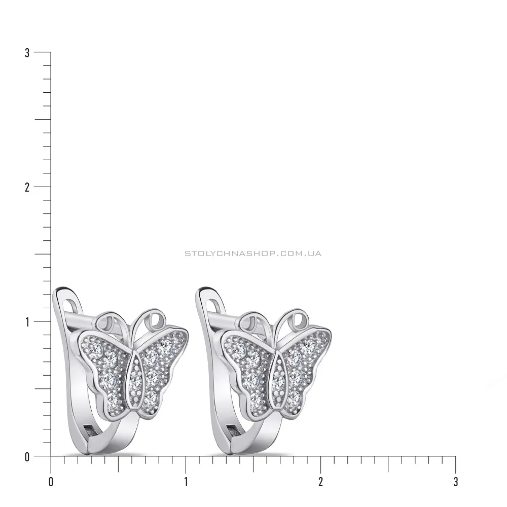 Сережки из серебра «Бабочки» с фианитами  (арт. 7502/4118)