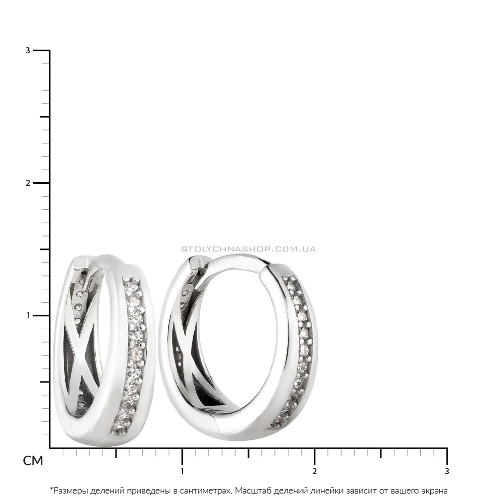 Золотые серьги-кольца с фианитами (арт. 107042б)