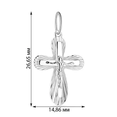 Хрестик з білого золота з насічками (арт. 506012бб)