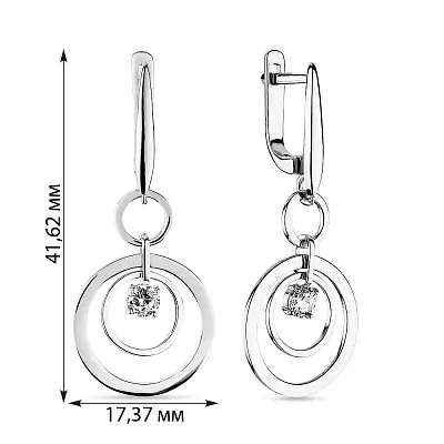 Срібні сережки підвіски з фіанітами (арт. 7502/1112996)